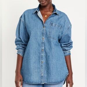 Blue Boyfriend Denim Button Down Shirt